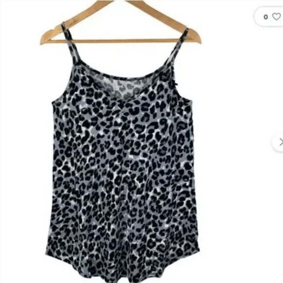 Zenana Women's Size M Grey Leopard Spaghetti Strap Cami Tank - Picture 1 of 4